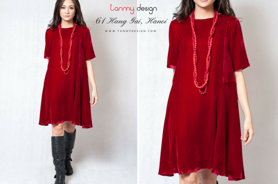 VALENTINA velvet red dress